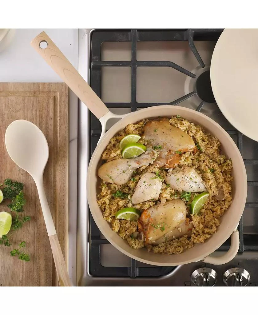 Gibson Elite Cast Aluminum 13-Piece Cookware Set – Ceramic Nonstick, Linen White with Wood Handle 9