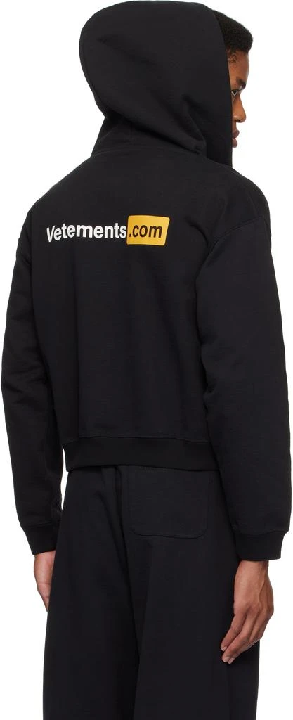 Vetements Black 'Vetements.com' Fitted Zip-Up Hoodie 3