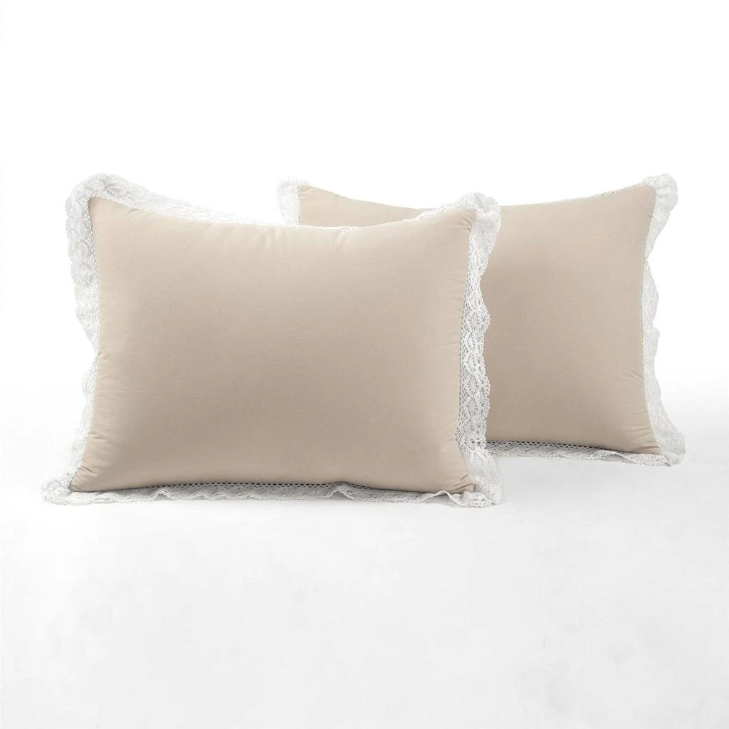 Hivvago French Country Beige Tan 5-Piece Lightweight Comforter Set with Lace Trim 4