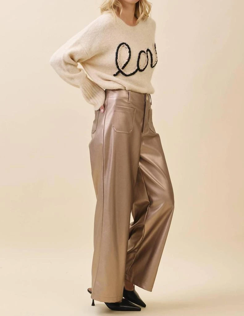 GeeGee X Lovelo Geegee X Lovelo - Metallic Wide-Leg Faux Leather Pants 4