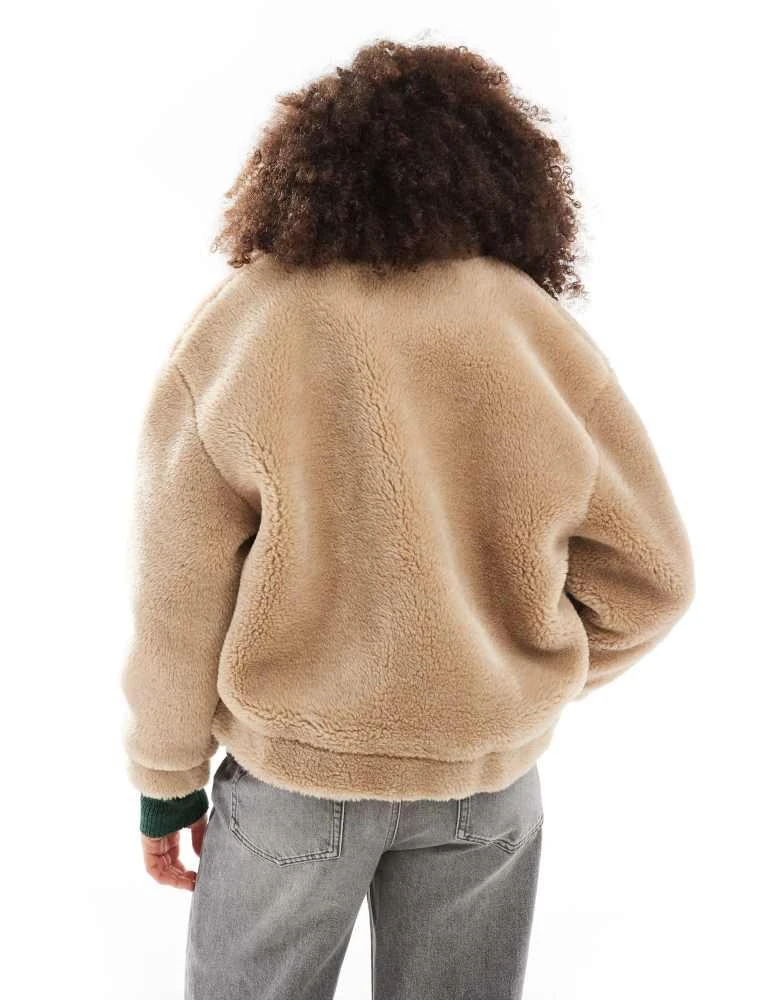 Cotton:On Cotton On teddy bomber jacket in stone 2