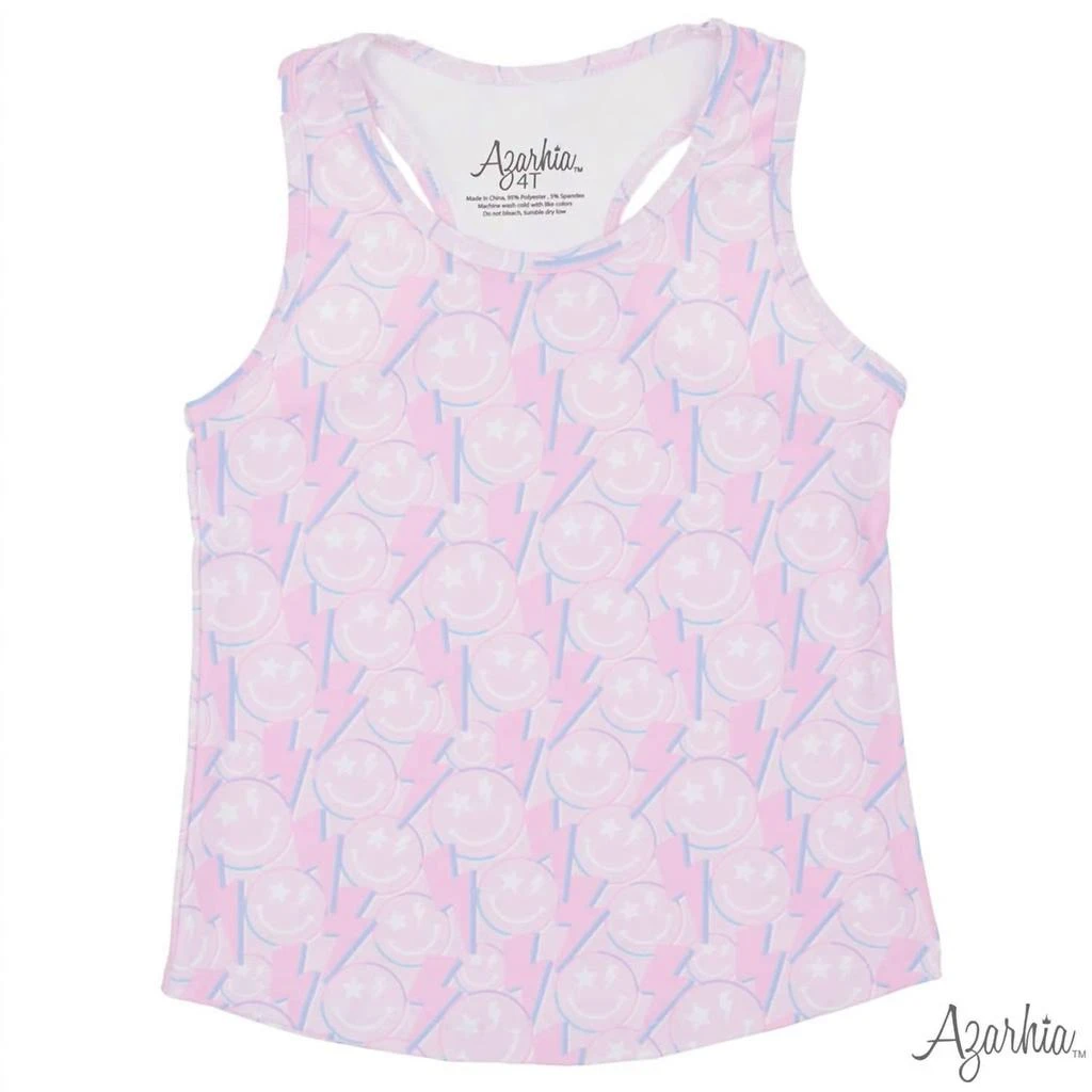 Azarhia Girls Smiley Spark Tank Top In Pink 2