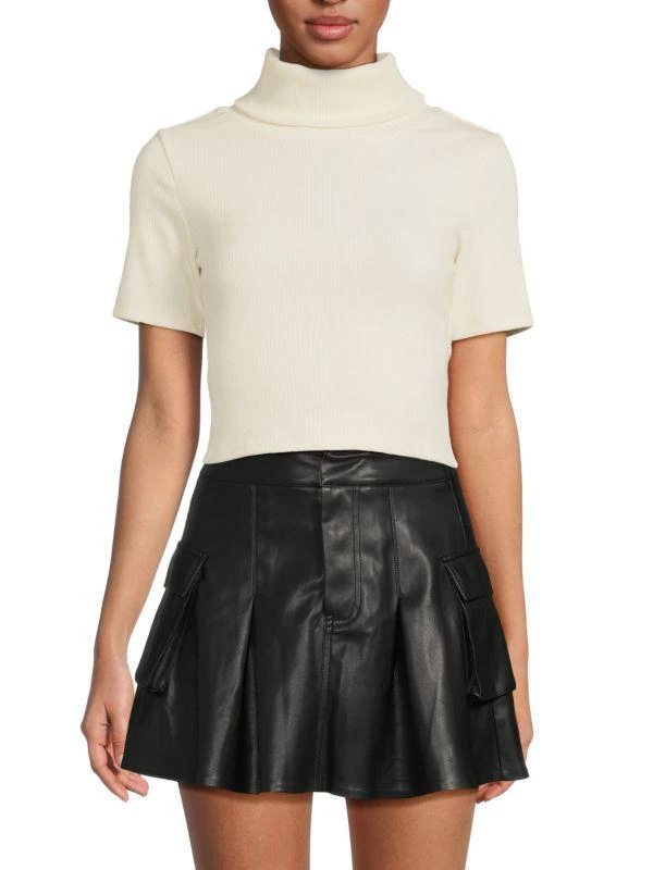 AREA Anne Ribbed Turtleneck Crop Top 1
