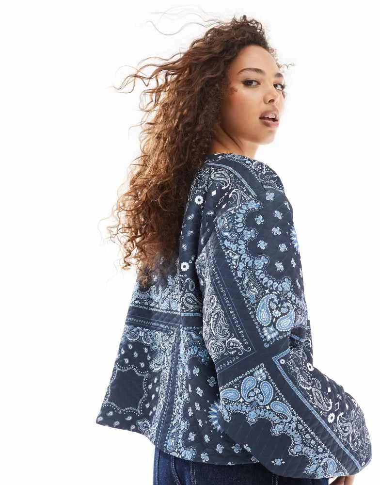 ASOS ASOS DESIGN quilted jacket in bandana and leopard print 2