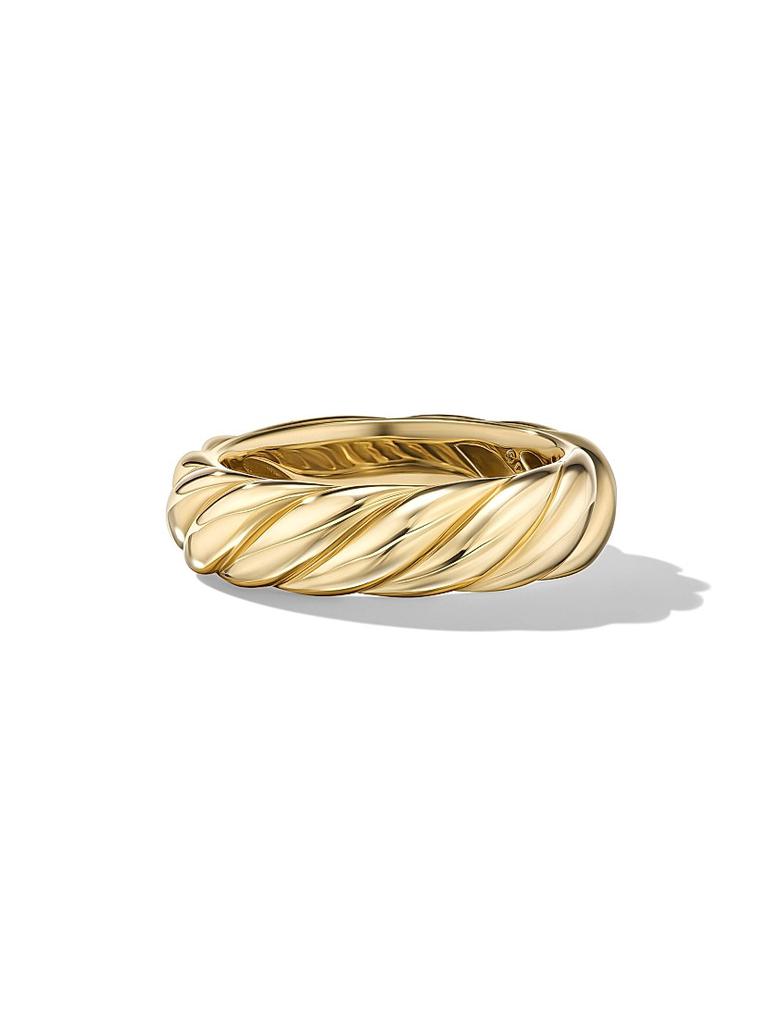 David Yurman Sculpted Cable Band Ring In 18K Yellow Gold