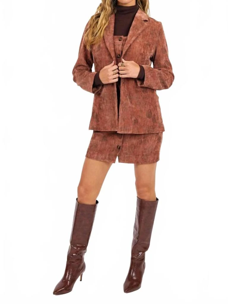 Sage 
Clare Oui Oui Printed Velvet Blazer In Pink 2