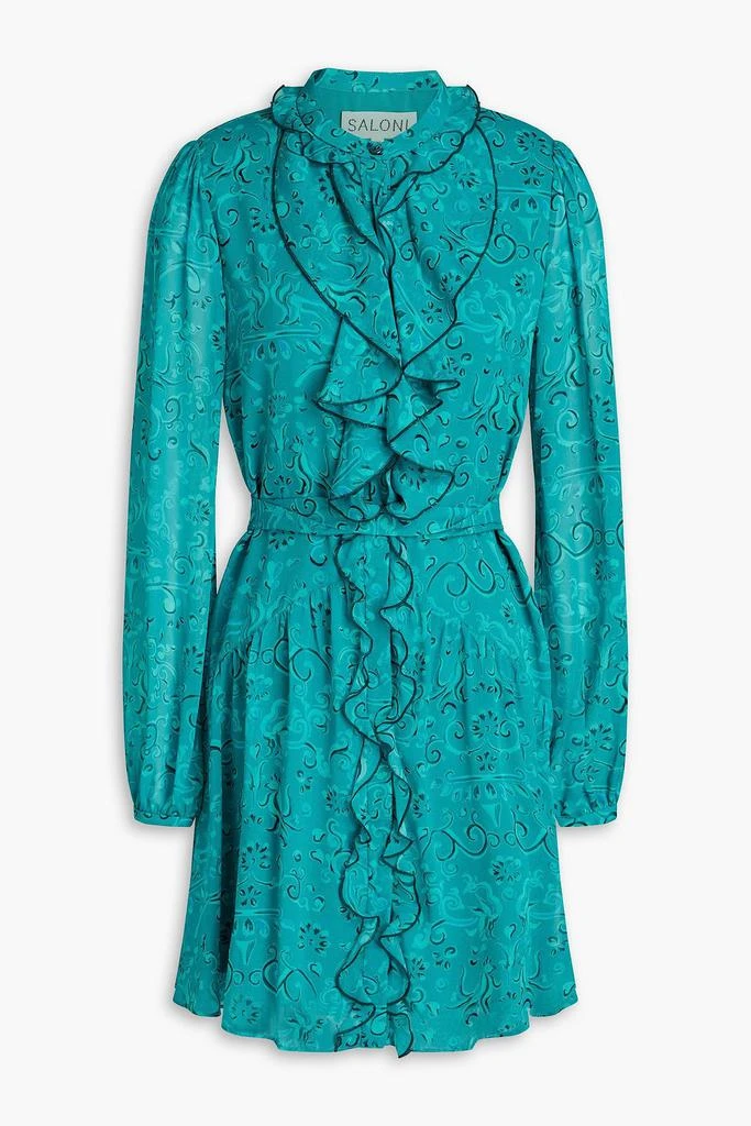Saloni Tilly ruffled printed silk-georgette mini dress 1