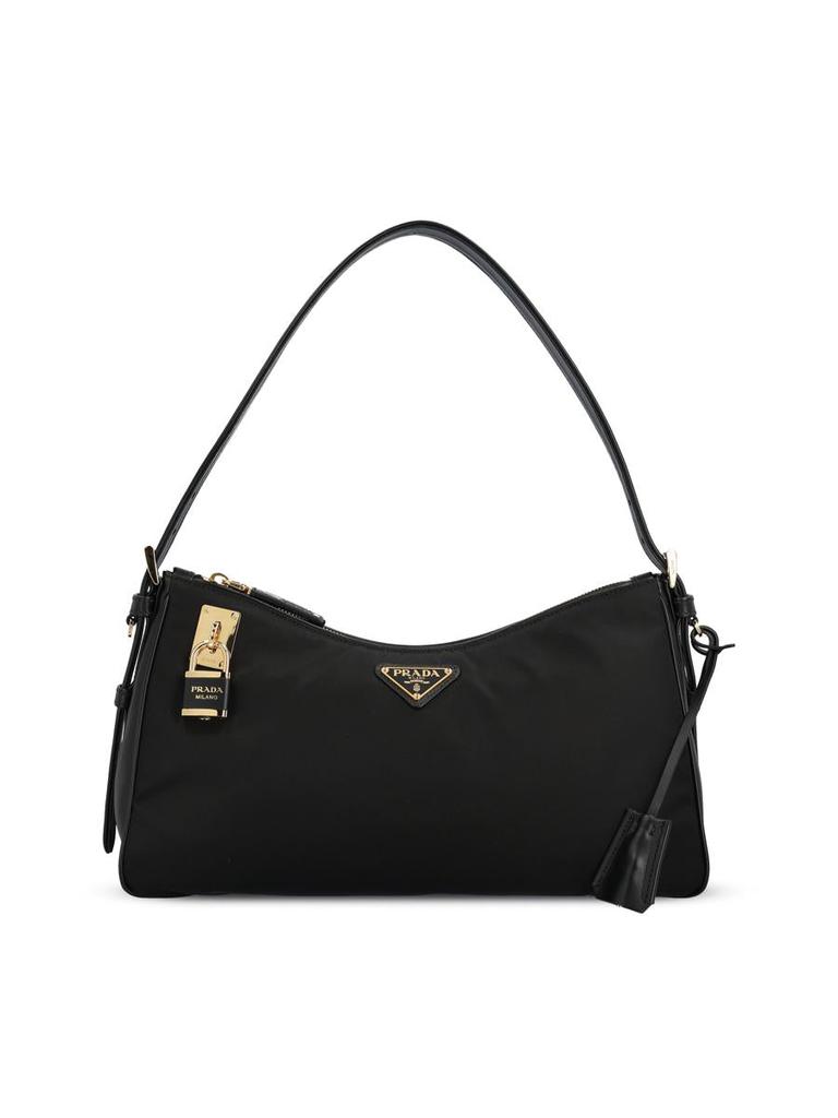 Prada Black Aimée large Re-Nylon and leather shoulder bag