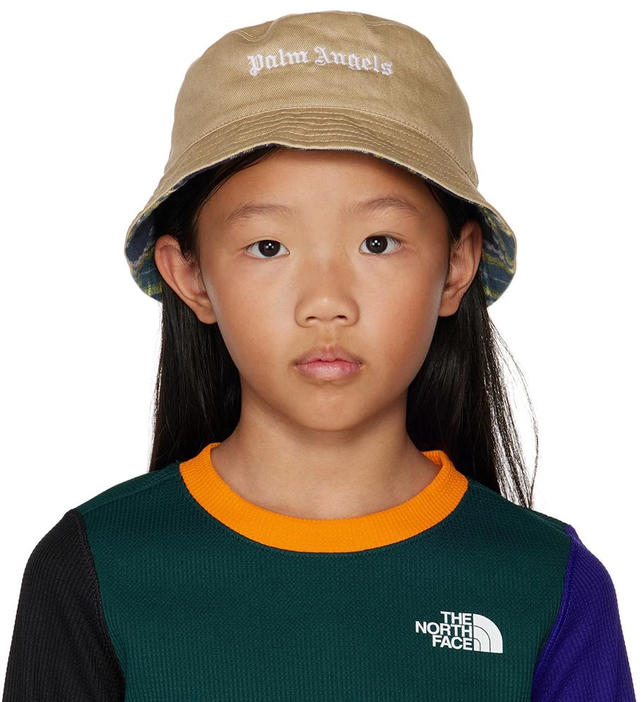Palm Angels Kids Beige Embroidered Bucket Hat