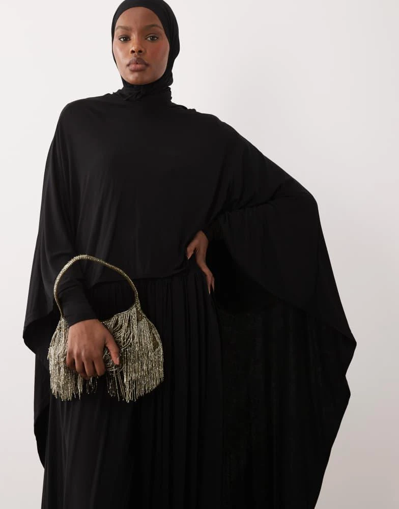 Iyal IYAL long sleeve jersey cape in black 2