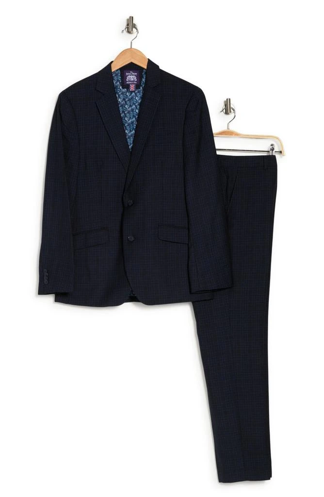 SAVILE ROW CO Hoxton Navy Grid Check Two-Button Notch Lapel Suit 6