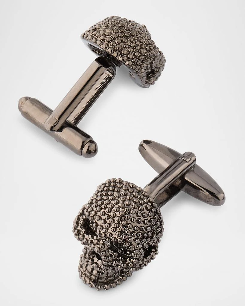 Link Up Men's Granulated Gunmetal Skull Cufflinks 4