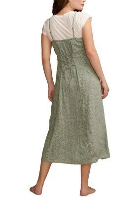 Lucky Brand Brand Button Front Ditsy Midi Slip Dress 2