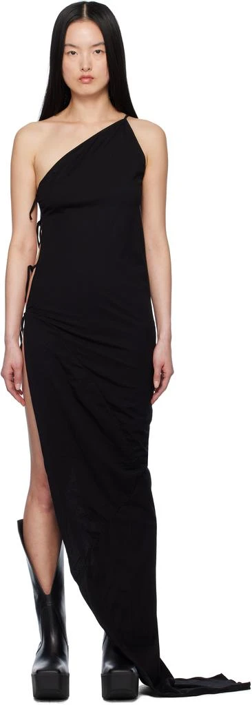 chinese dress ladies Rick Owens // Black Draped Front Long Sleeve Maxi Dress  VSP Consignment