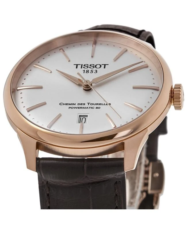 Tissot Tissot Chemin Des Tourelles Powermatic 80 Automatic Silver Dial Leather Strap Men's Watch T139.807.36.031.00 2
