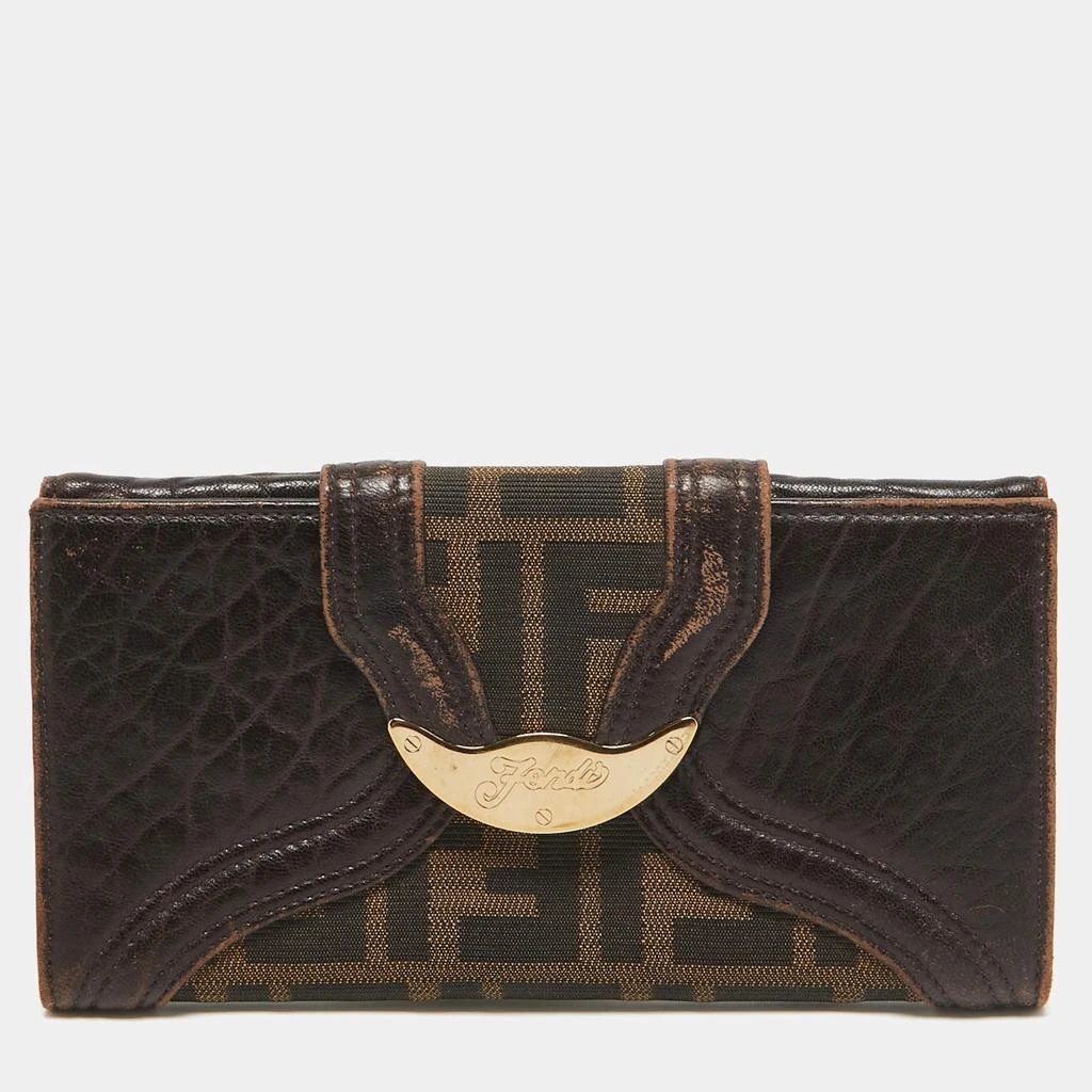 Fendi Fendi Tobacco Zucca Canvas and Leather Spy Continental Wallet 1