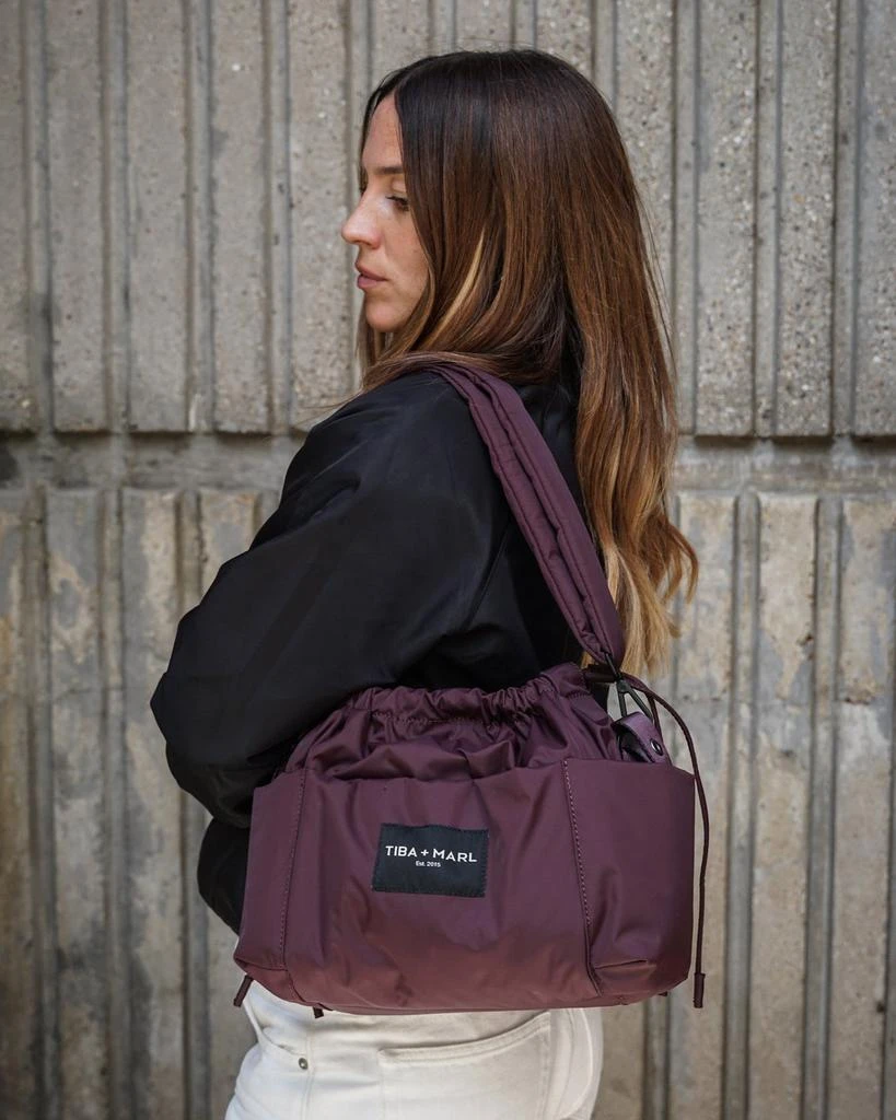 Tiba + Marl Mini Luna Drawstring Stroller Bag Burgundy 2