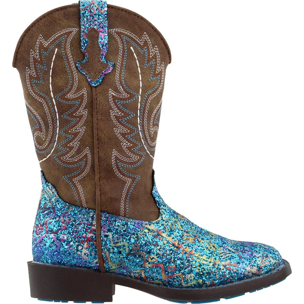 Roper Southwest Glitter Square Toe Cowboy Boots (Little Kid-Big Kid)