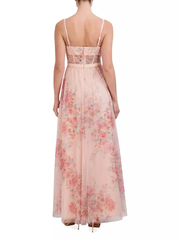 BCBG Floral Tulle Sleeveless Gown 5