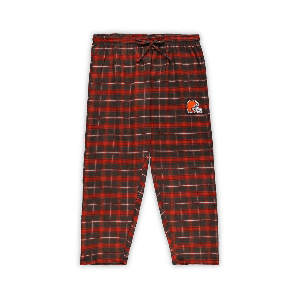 Concepts Sport Women's Brown Cleveland Browns Plus Size Badge T-Shirt Flannel Pants Sleep Set