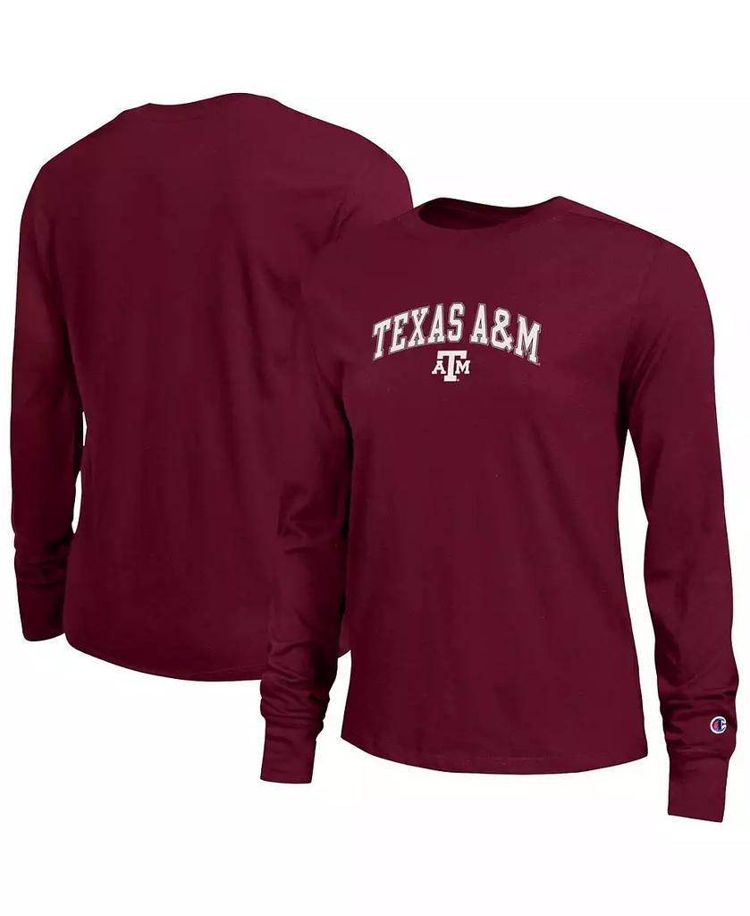 CHAMPION Women
s Maroon Texas A 
M Aggies Arch Over Logo Long Sleeve T-Shirt