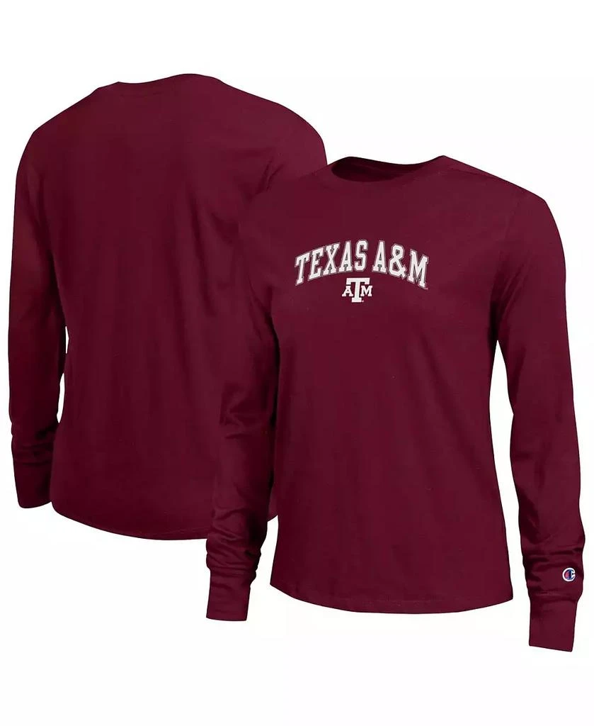 CHAMPION Women
s Maroon Texas A 
M Aggies Arch Over Logo Long Sleeve T-Shirt 1