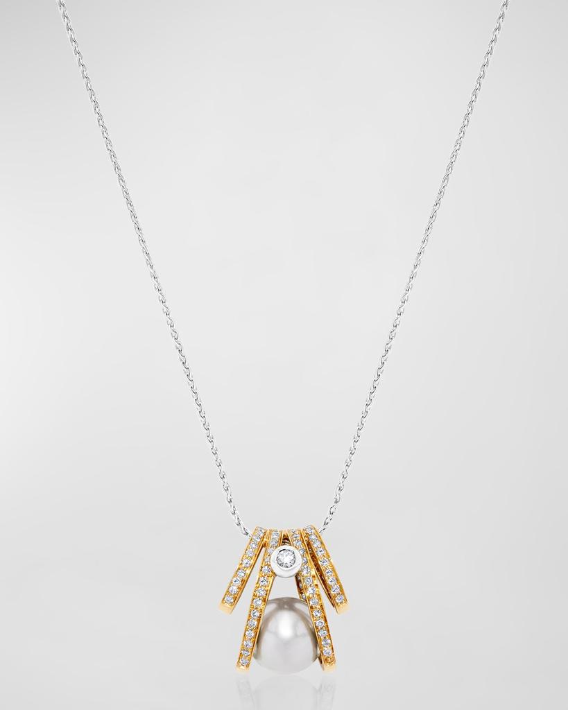 Andreoli 18K White and Rose Gold South Sea Pearl Necklace with Diamonds