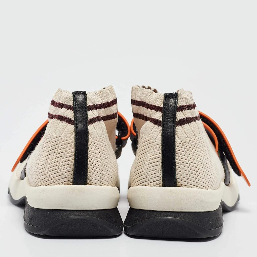 Fendi Fendi Cream/Burgundy Knit Fabric Rockoko Sneakers Size 37 6