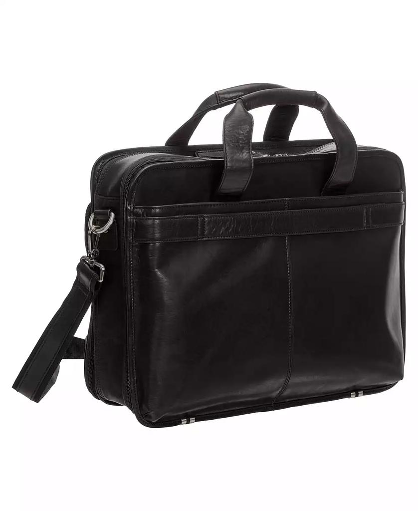 Mancini Leather Goods Men's Buffalo Double Compartment Top Zipper 15.6" Laptop and Tablet Briefcase