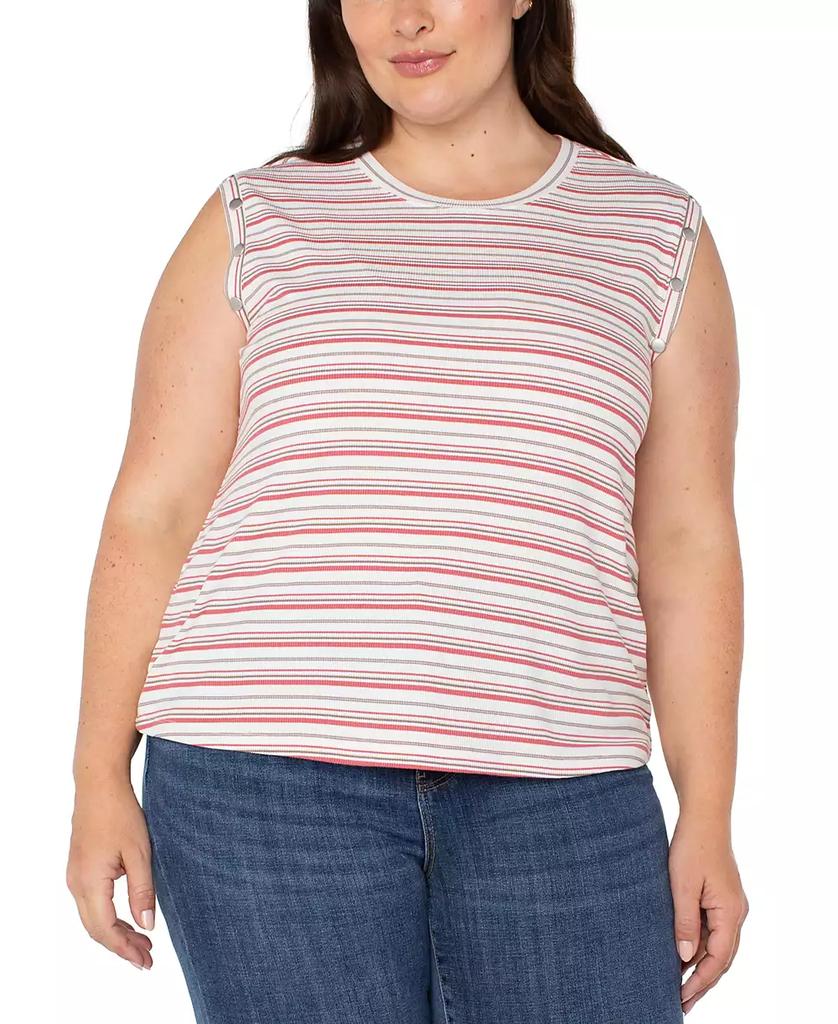 Liverpool Liverpool Plus Size Crewneck Striped Sleeveless Top