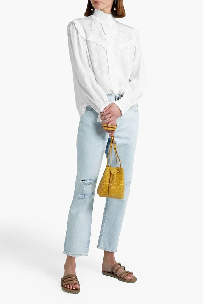 RAQUEL ALLEGRA Ruffle-trimmed satin-jacquard blouse 2