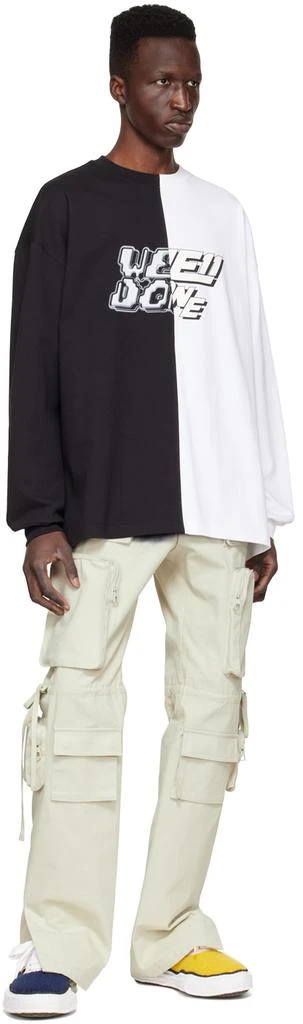 We11done Black & White Half & Half Long Sleeve T-Shirt 4