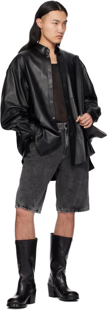 Mugler Black Spiral Baggy Denim Shorts 4