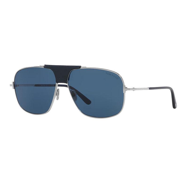 Tom Ford Tom Ford Sunglasses Aviator Full Rim, Shiny Palladium Frame and Blue Lens FT109616V