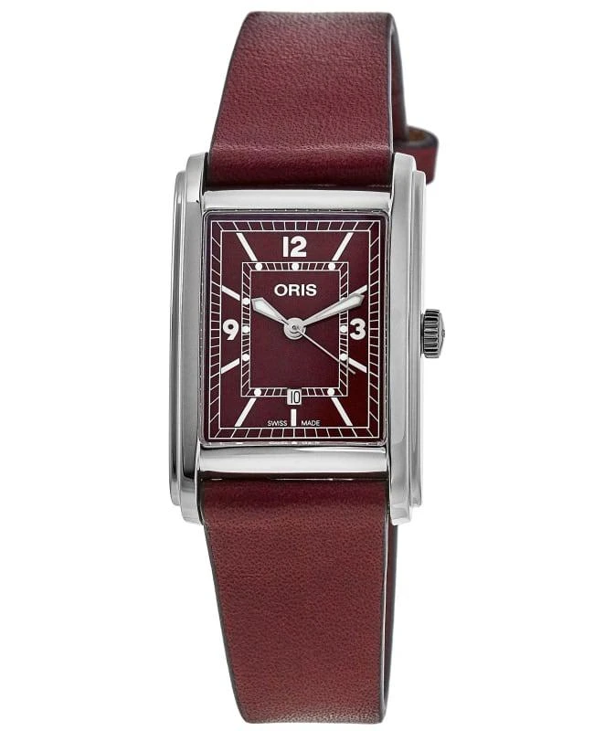 Oris Oris Rectangular Automatic Red Dial Leather Strap Unisex Watch 01 561 7783 4068-07 5 19 18 1
