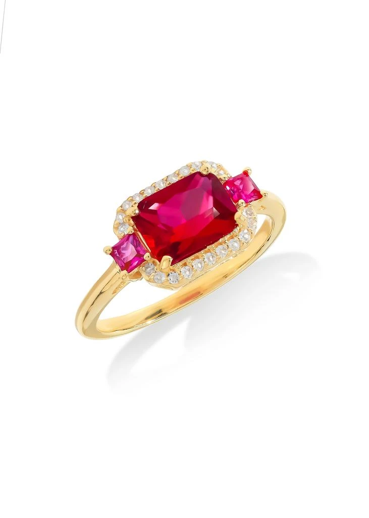 Tiramisu 14K Gold Plated Over 925 Sterling Silver Crimson Reign Lab Ruby Array Ring
