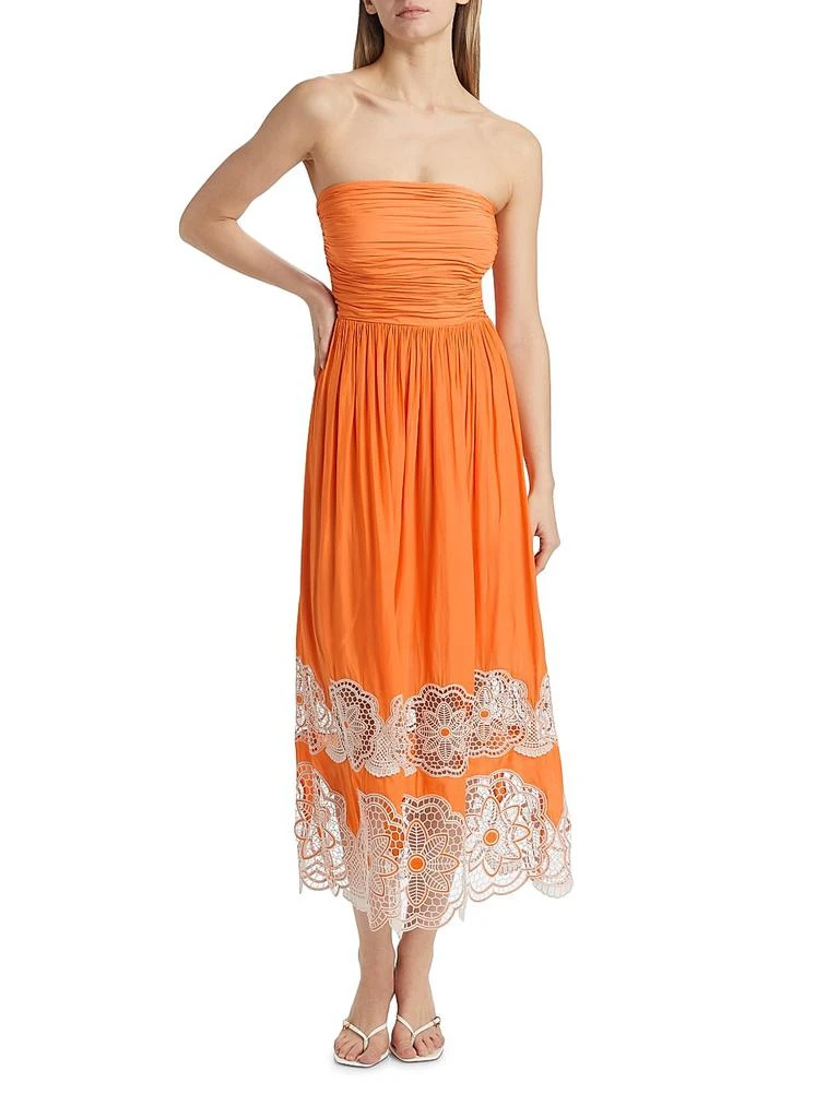 Ramy Brook Milani Strapless Floral Lace Midi-Dress 2