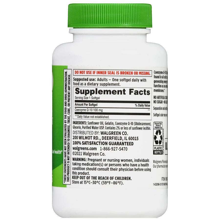 Walgreens CoQ-10 100 mg Softgels (180 days) 3