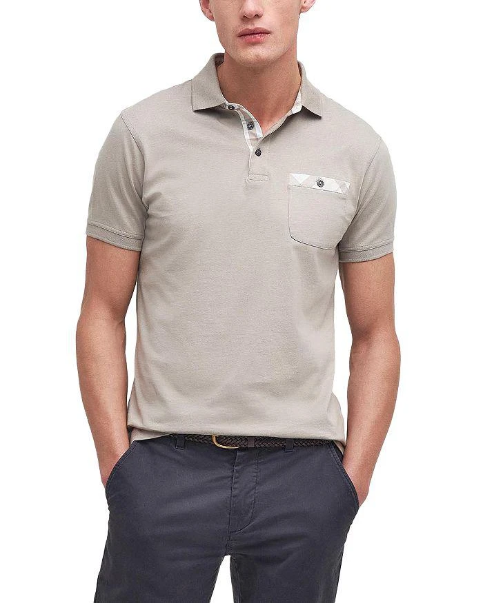 Barbour Hirstly Cotton Tartan Trimmed Pocket Polo Shirt 1
