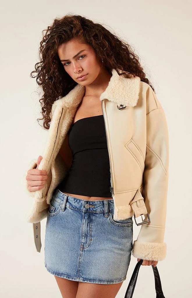 PacSun Sherpa Faux Leather Bomber Jacket 1
