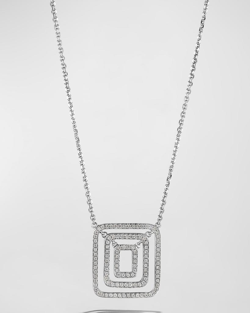 Mimi So 18K White Gold Piece Square Swing Pave Diamond Necklace