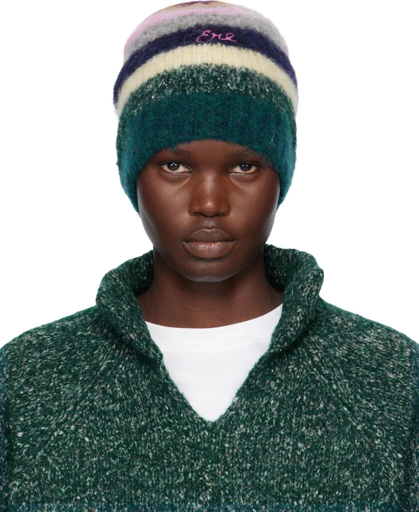 Shop Multicolor Striped Alpaca Mohair Beanie on Sale at  display picture 3