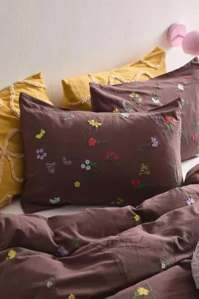 Urban Outfitters Sleepy Cats Embroidered Sham Set 1