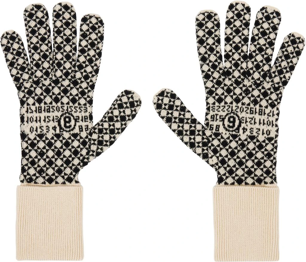 MM6 Beige & Black Cotton Gloves 1