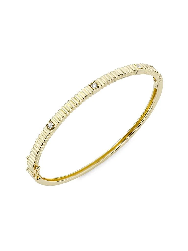 Saks Fifth Avenue Collection 14K Yellow Gold 
0.16 TCW Diamond Fluted Bangle