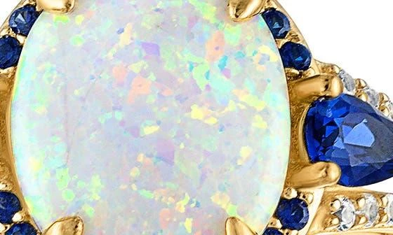 FUZION CREATIONS Lab Grown Opal 
Lab Grown Sapphire Cocktail Ring 3