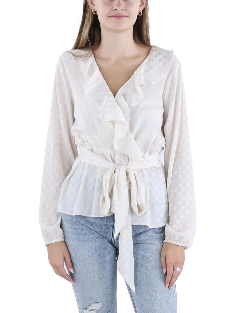 Max Studio Womens Polka Dots Tie waist Wrap Top 1