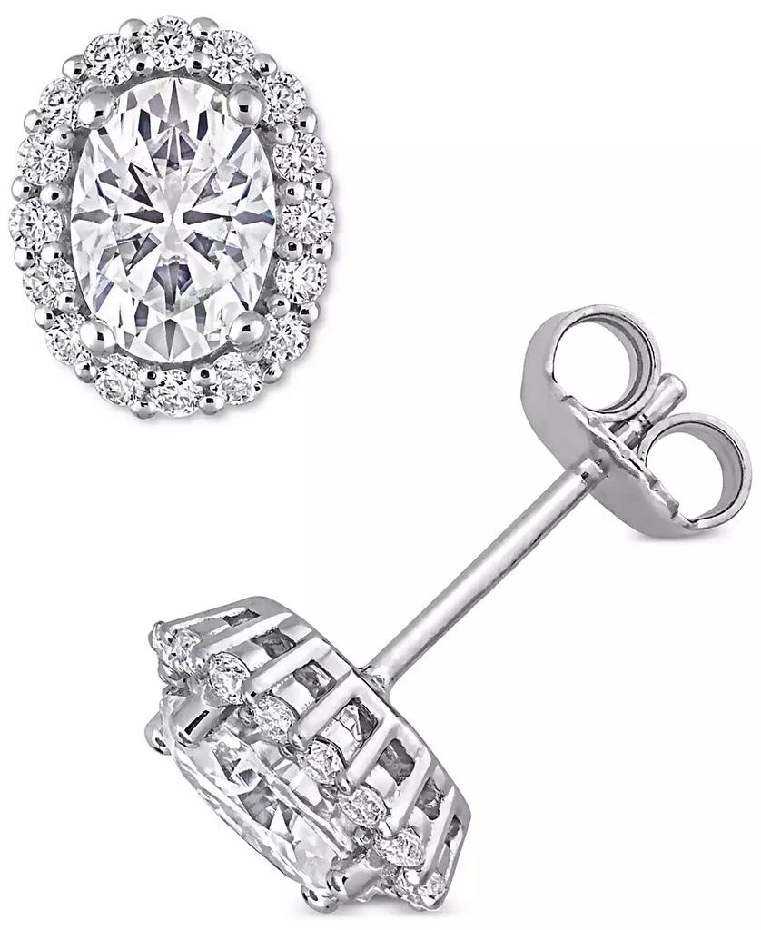 Macy's Lab-Created Moissanite Oval Halo Stud Earrings (2-1/3 ct. t.w.) in Sterling Silver 1