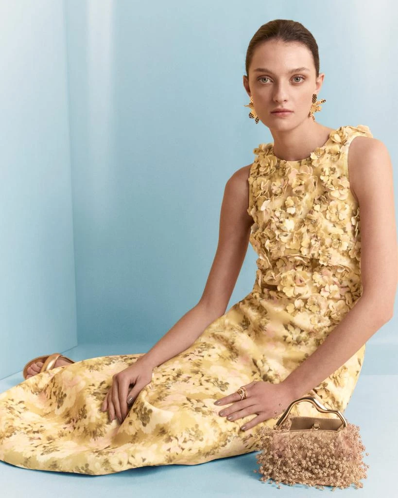 Badgley Mischka Floral-Print Scuba Trumpet Gown 5