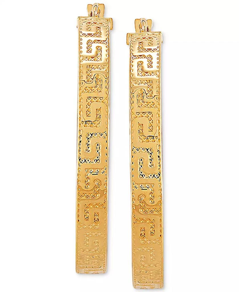 Italian Gold Medium Greek Key Hoop Earrings in 14k Gold, 30mm 3